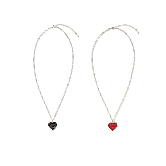 HUMAN MADE HEART SILVER NECKLACE - RED / BLACK