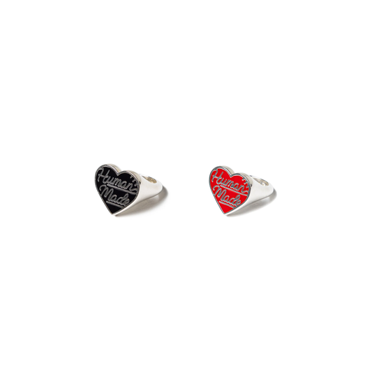 HUMAN MADE HEART SILVER RING - RED / BLACK