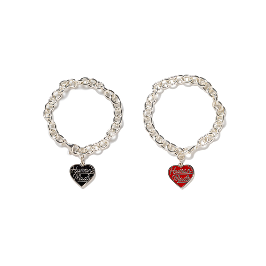 HUMAN MADE HEART SILVER BRACELET - RED / BLACK
